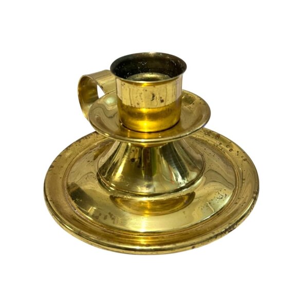 Brass Antique Weighted Chamber Stick Candle Holder - Picture 2 of 6